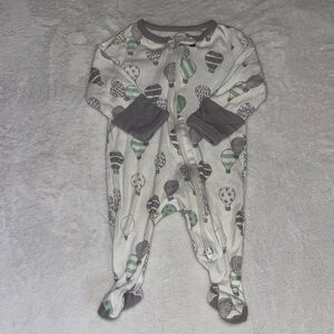 (2 for $10) gray and Green Hot Air Balloon footie: sleeper